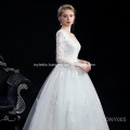 2021 personalized custom V-neck lace applique long sleeve princess wedding dress